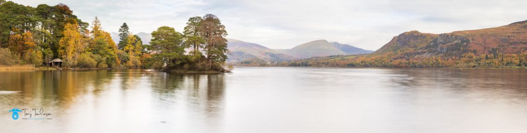 Abbots Bay and Otter Island on Derwent Water looking towards Skiddaw and Walla Crag. tony-tomlinson-photography