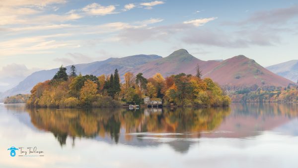 Derwent Island, in Derwent Water, Keswick in the English Lake District dressed in Autumnal colours. tony-tomlinson-photography.