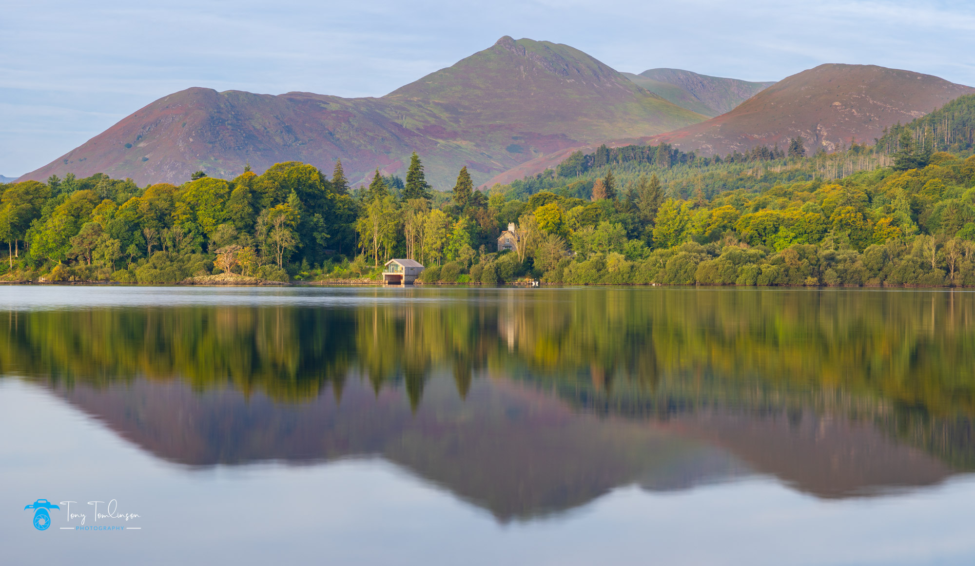 A view looking over Derwentwater towards the Cumbrian Fells.
