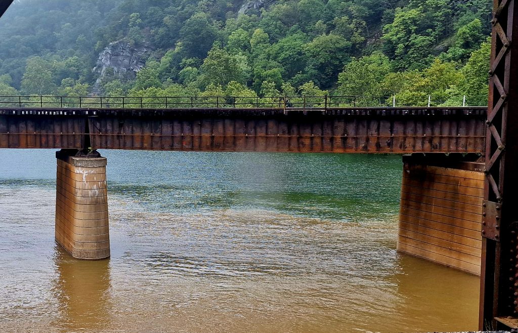 Looking from the Shenandoah River (dirty water) towards the Potomac River (clear water)