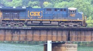 U.S Locomotive crossing the Potomac River at Harpers Ferry