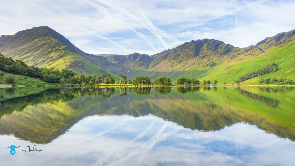 16 x 9, Buttermere, Cumbria, Fells, fleetwith-pike, Haystacks, Lake, lake-district, Landscape, Mountains, Pine-Trees, Reflections, Sentenials, Summer, sunrise, tony-tomlinson-photography, UK
