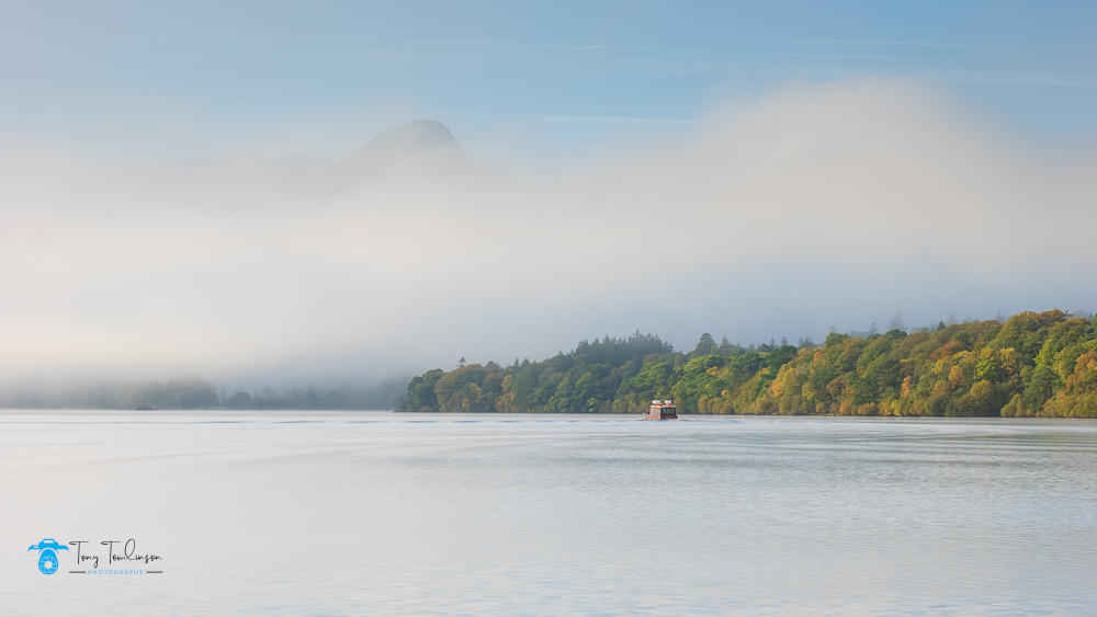 Autumn, Catbells, Cumbria, derwent-water, fawepark, Isthmus-bay, jetty, lake-district, Landscape, launch, Mist, tony-tomlinson-photography, UK