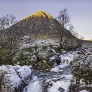 16 x 9 vista, Buchaille-etive-mor, Frozen, Glencoe, Landscape, river-coupall, Scotland, scottish-highlands, sunrise, tony-tomlinson-photography, winter