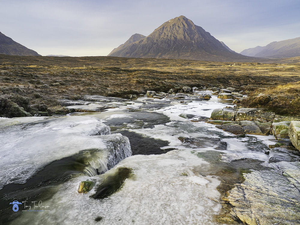 Buchaille-etive-mor, Couldron-falls, Frozen, Glencoe, Landscape, river-etive, Scotland, scottish-highlands, tony-tomlinson-photography, Waterfall, winter