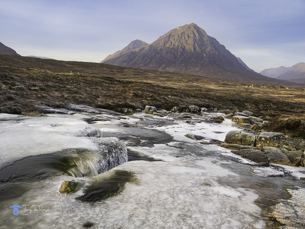 Buchaille-etive-mor, Couldron-falls, Frozen, Glencoe, Landscape, river-etive, Scotland, scottish-highlands, tony-tomlinson-photography, Waterfall, winter