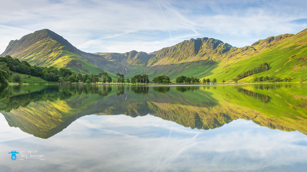 16 x 9, Buttermere, Cumbria, Fells, fleetwith-pike, Haystacks, Lake, lake-district, Landscape, Mountains, Pine-Trees, Reflections, Sentenials, Summer, sunrise, tony-tomlinson-photography, UK