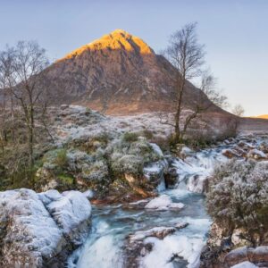 16 x 9 vista, Buchaille-etive-mor, Frozen, Glencoe, Landscape, river-coupall, Scotland, scottish-highlands, sunrise, tony-tomlinson-photography, winter